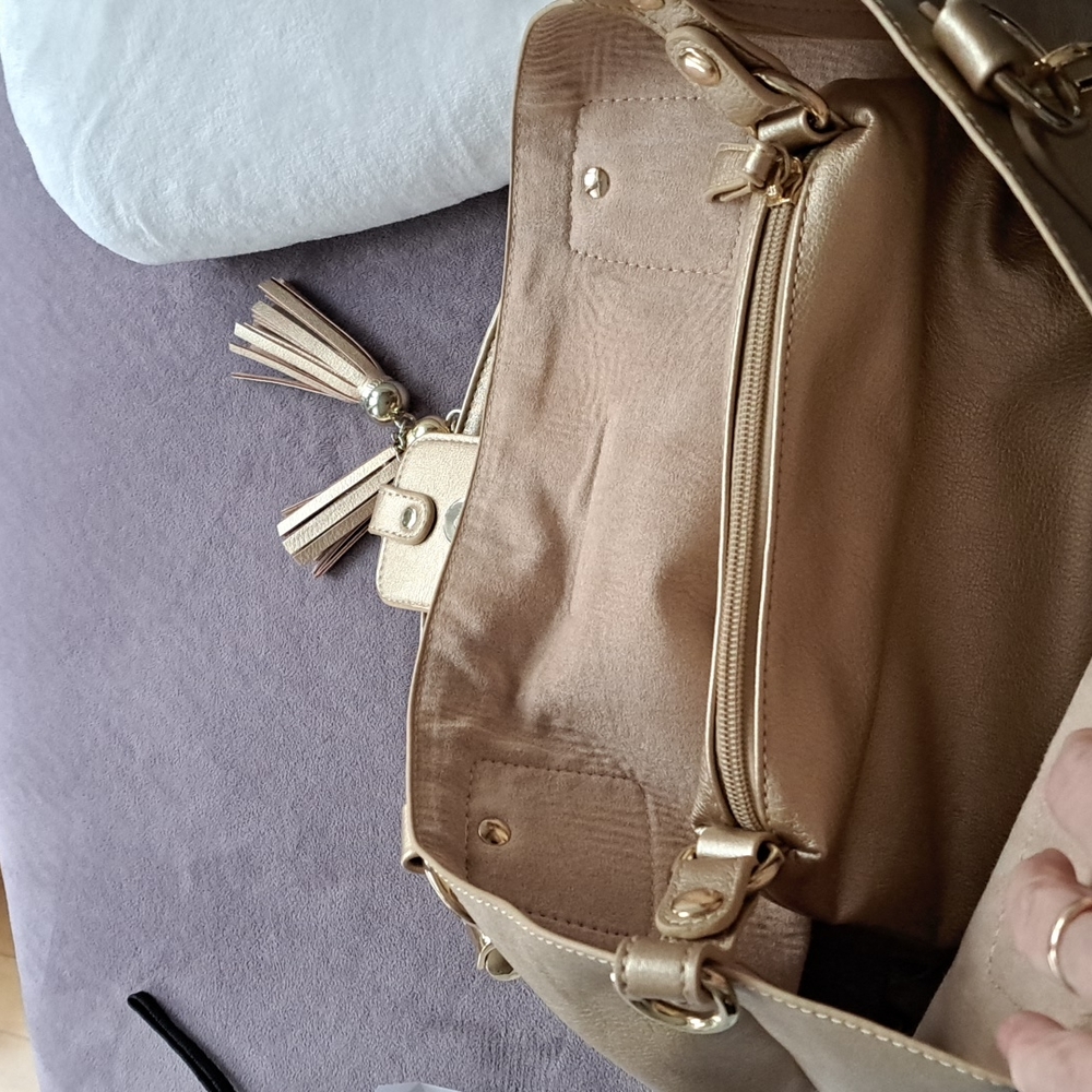 C Metallic Gold Tote with Tassel Accent - Picture 10 of 11